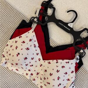 Lucky Brand Red and Floral Bra Trio